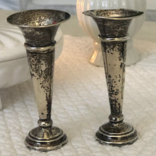 Load image into Gallery viewer, Pair Silver Bud Vases